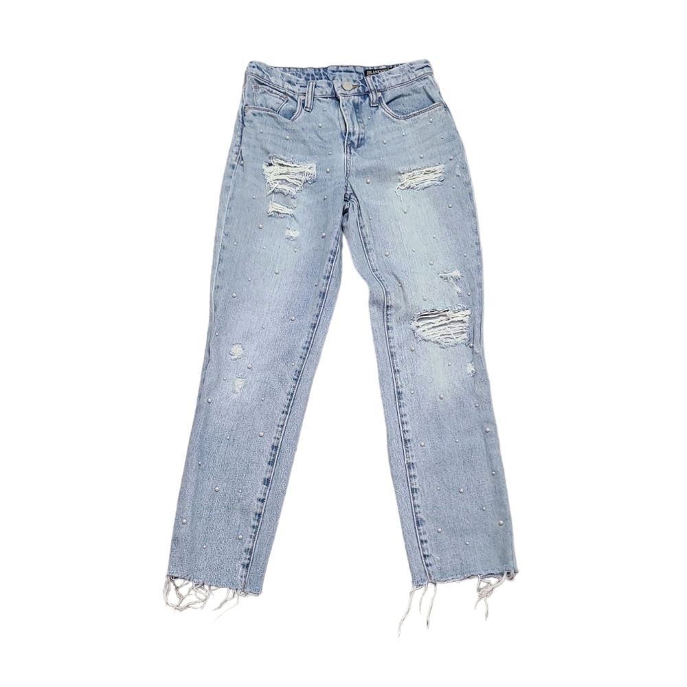 Blank NYC Women's the Madison crop jeans size 24 light wash embellished distress